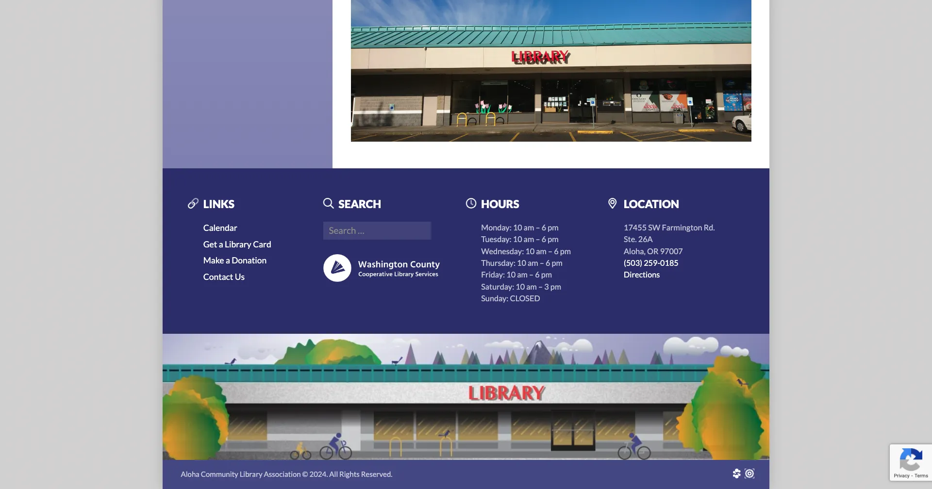 Footer layout and supplementary Aloha Library Illustration